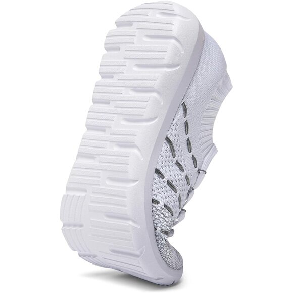 Women White  Running Breathable Knitting flexible Mesh Sports Shoes Sneakers - Picture 3 of 7